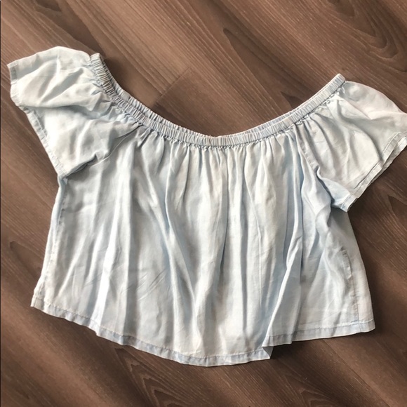 Off the shoulder chambray top - Picture 4 of 8